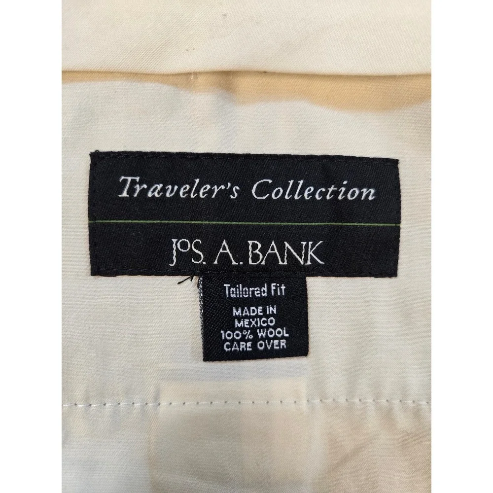Jos. A. Bank Travelers Mens‎ Tan Wool Tailored Fit Dress Pants 35 Small Holes